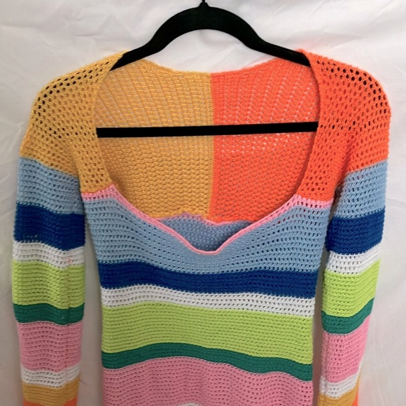 Unbranded: Rainbow colored Knit Swimsuit coverup dress- sheer- XL - Picture 3 of 16